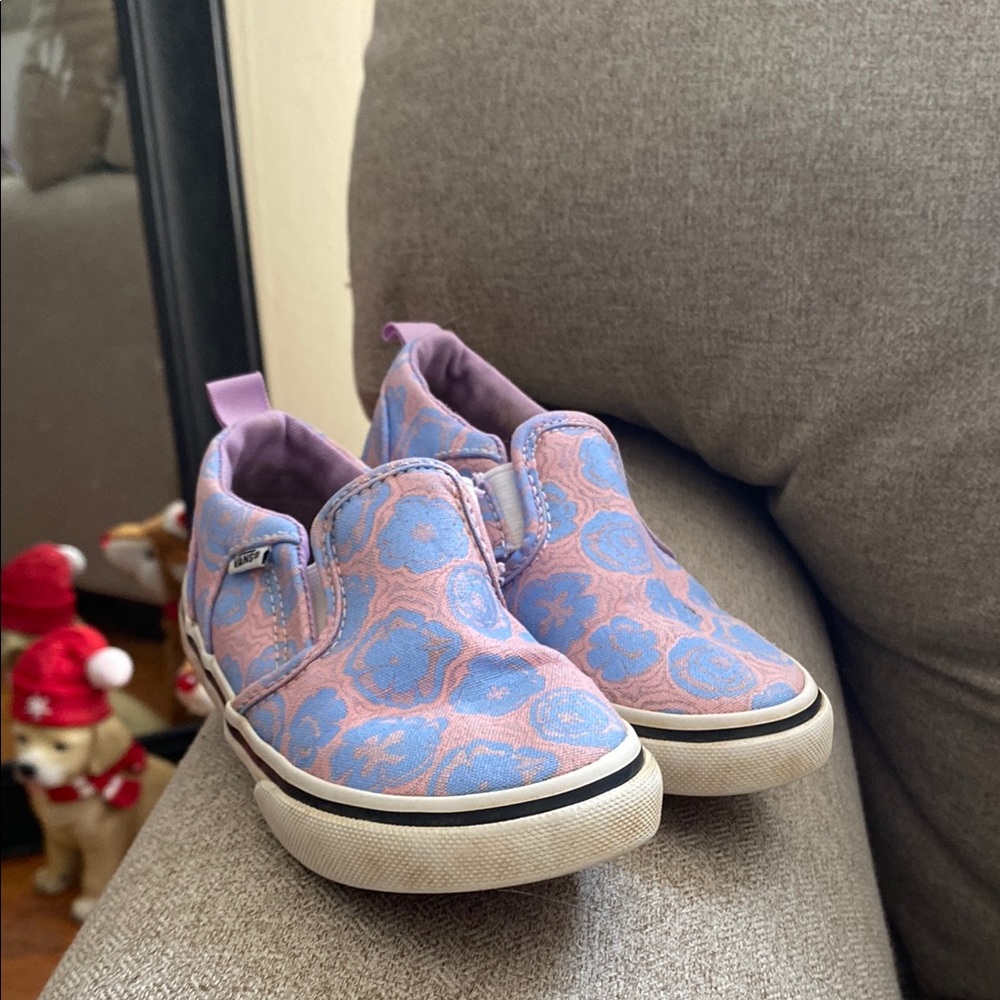Vans Kids Blue and Pink Slip-On Shoes